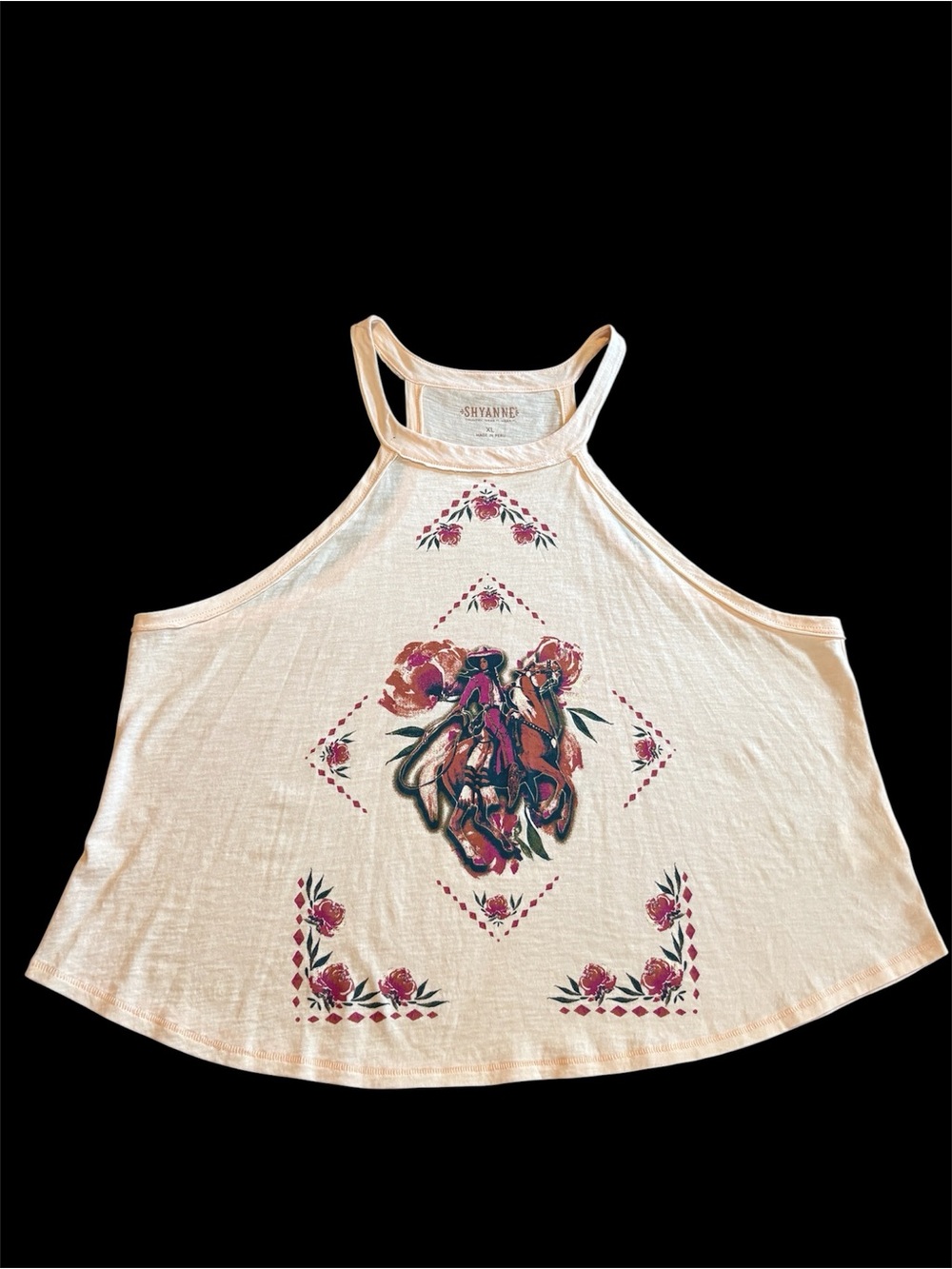 Shyanne Cream Floral Graphic High-Neck Tank